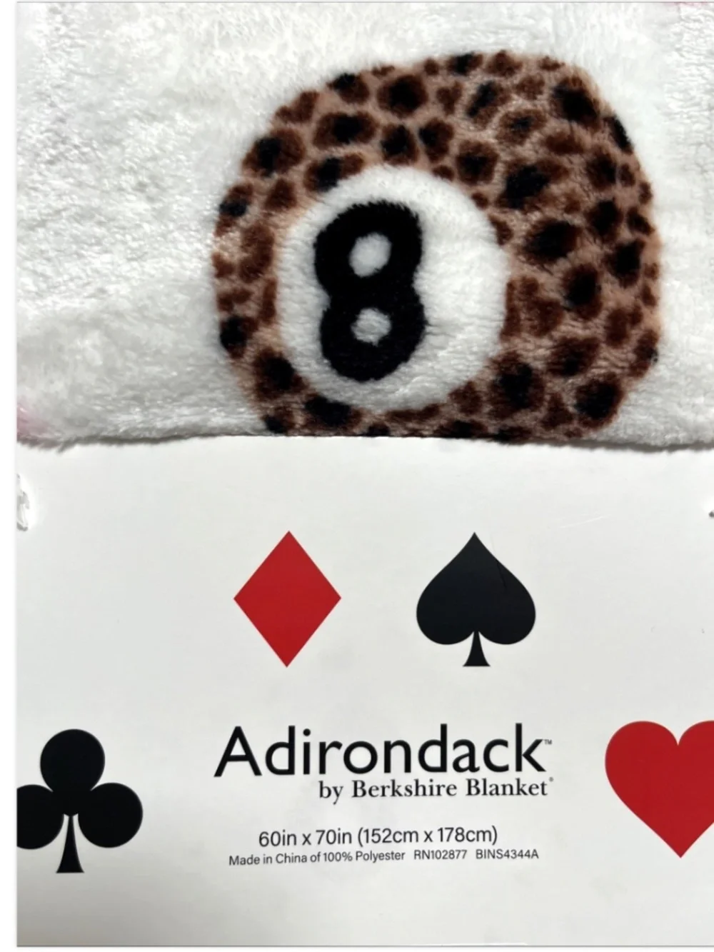 Adirondack Berkshire Blanket 8 Ball Leopard Pool Plush Throw 60x70 White Black